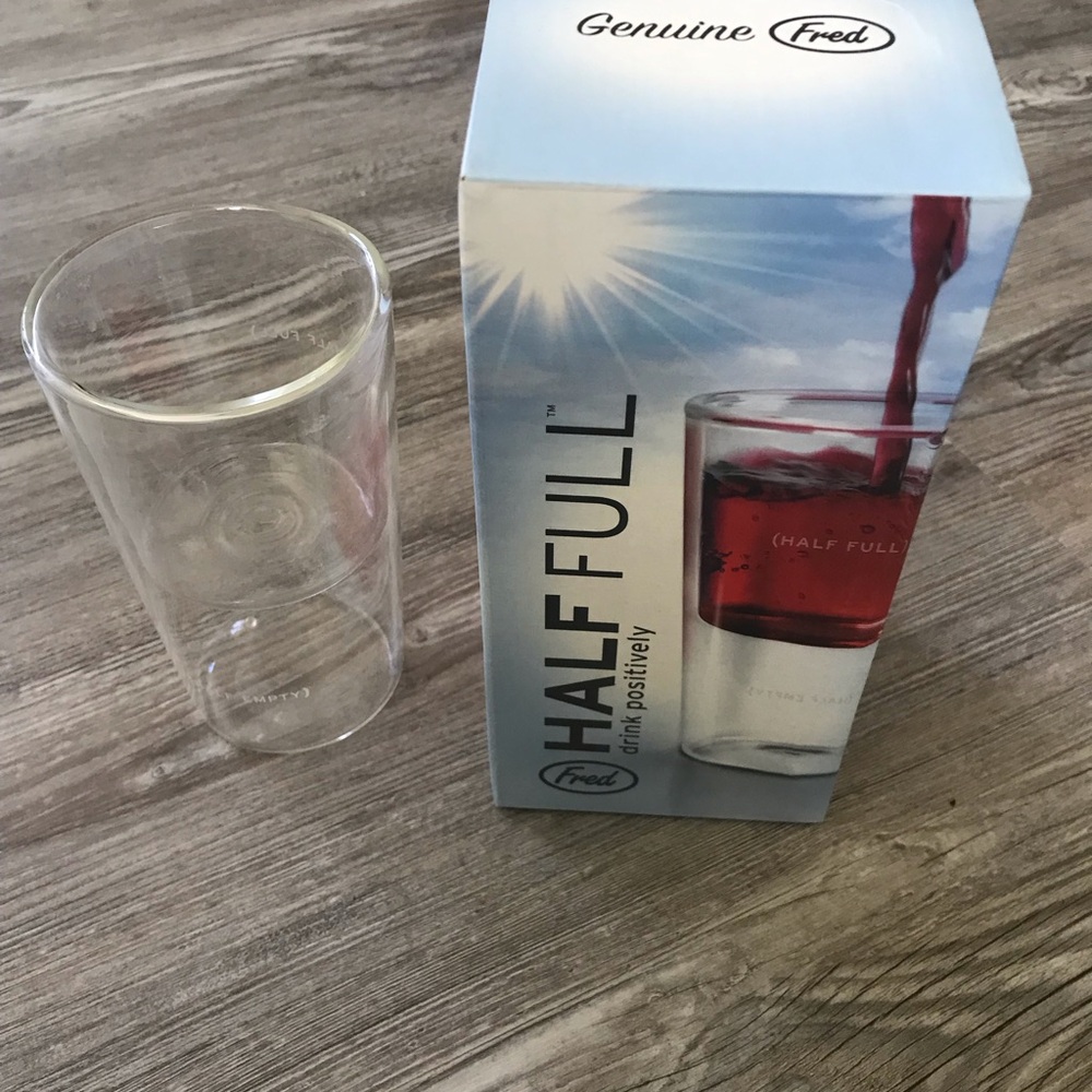 Fred Clear Double-Wall Glass Tumbler with 'Half Full and Half Empty”Markings